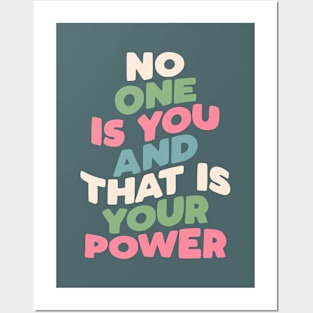 No One is You and That is Your Power in blue pink peach Posters and Art